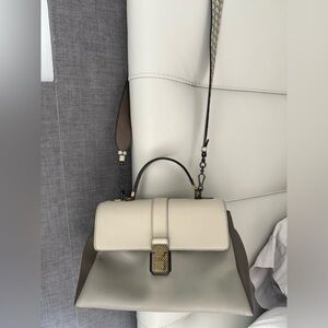 Bottega Veneta Cream and Tan Shoulder Bag with Structured Design